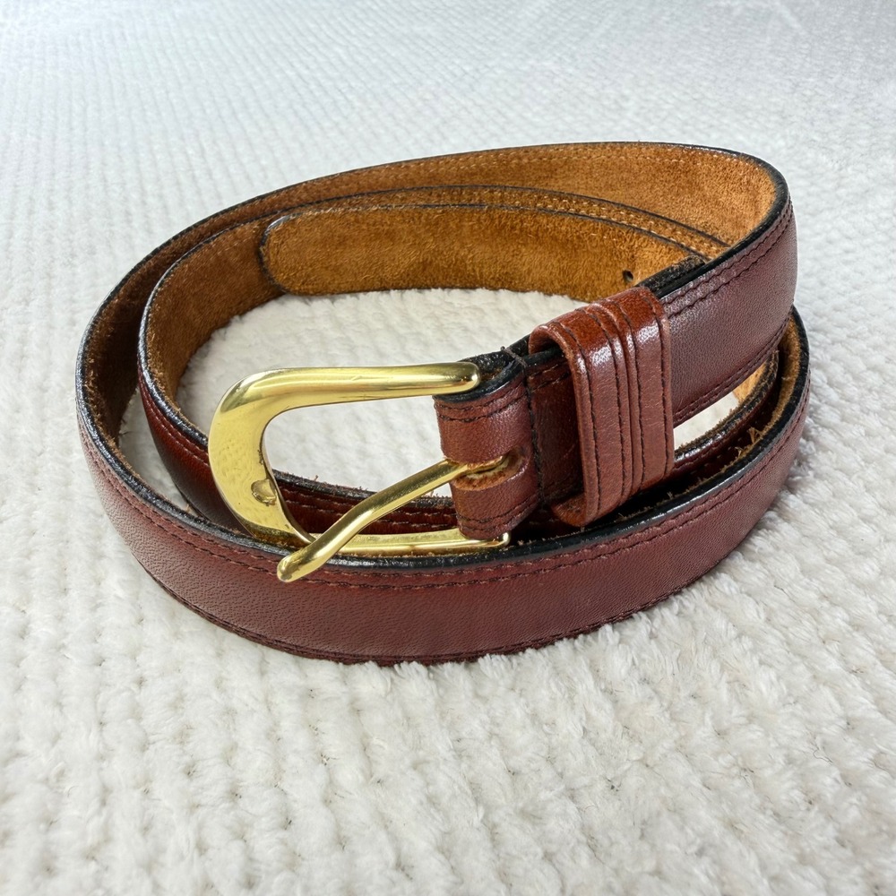 John Henry Mens Brown Leather Belt Solid Brass Buckle Cognac 1354000-40-1225